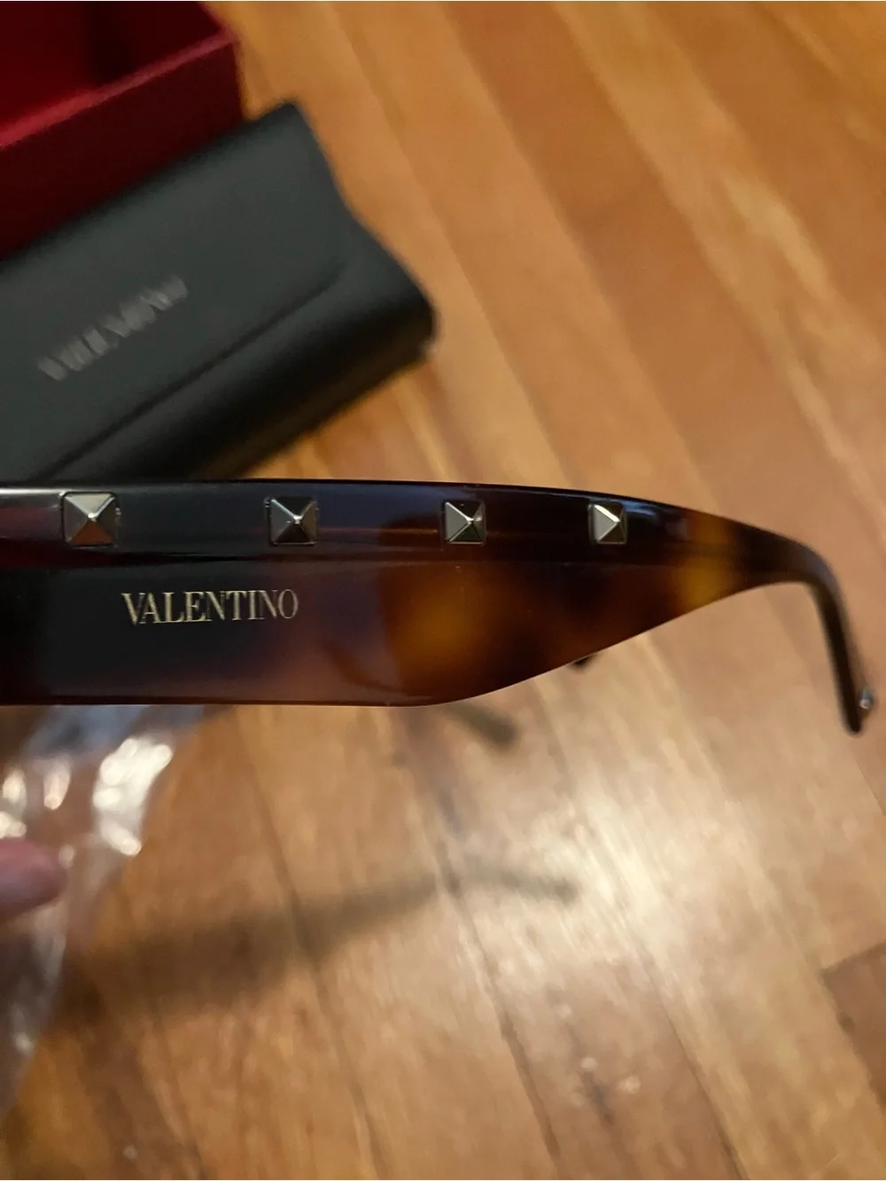 Valentino VA 4048 Women’s Havana Tortoise Full-Rim Sunglasses with Studs 53-19